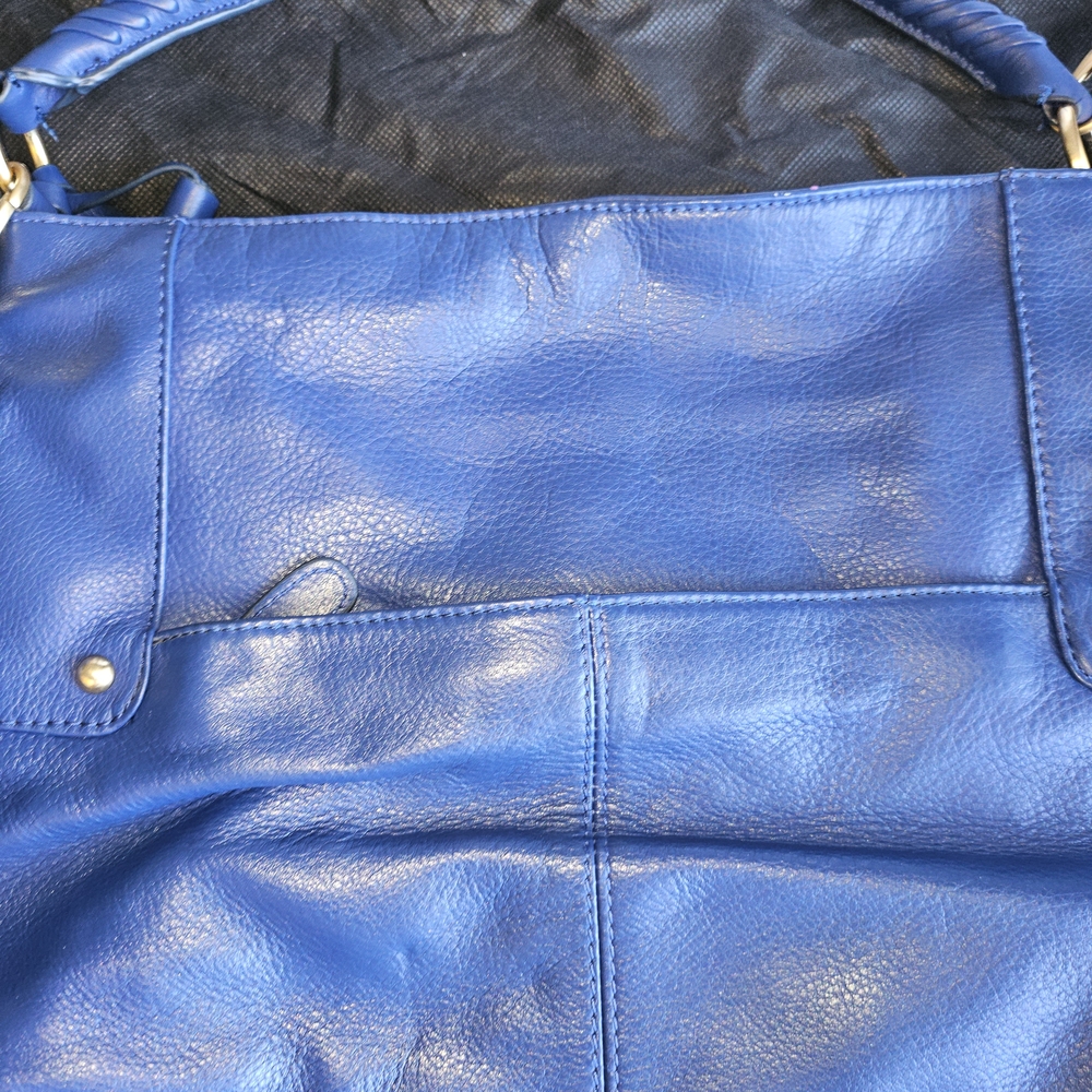Fiore By Isabella Fiore Cobalt Blue Embroidered Leather Bag - Picture 6 of 12